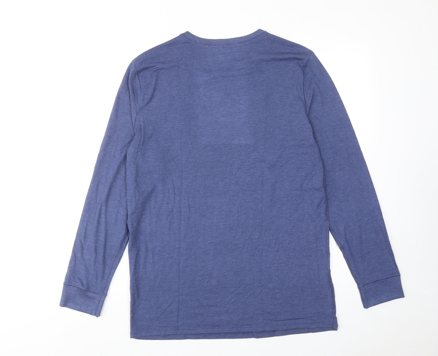 Marks and Spencer Mens Blue Viscose T-Shirt Size L Round Neck