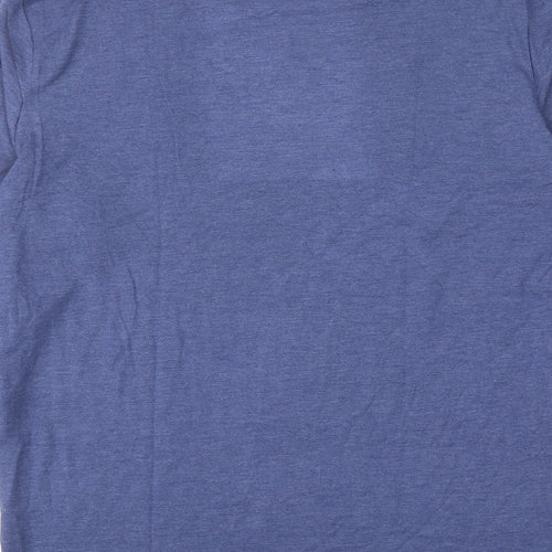 Marks and Spencer Mens Blue Viscose T-Shirt Size L Round Neck