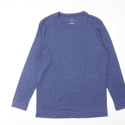 Marks and Spencer Mens Blue Viscose T-Shirt Size L Round Neck