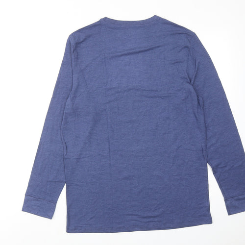 Marks and Spencer Mens Blue Viscose T-Shirt Size L Round Neck