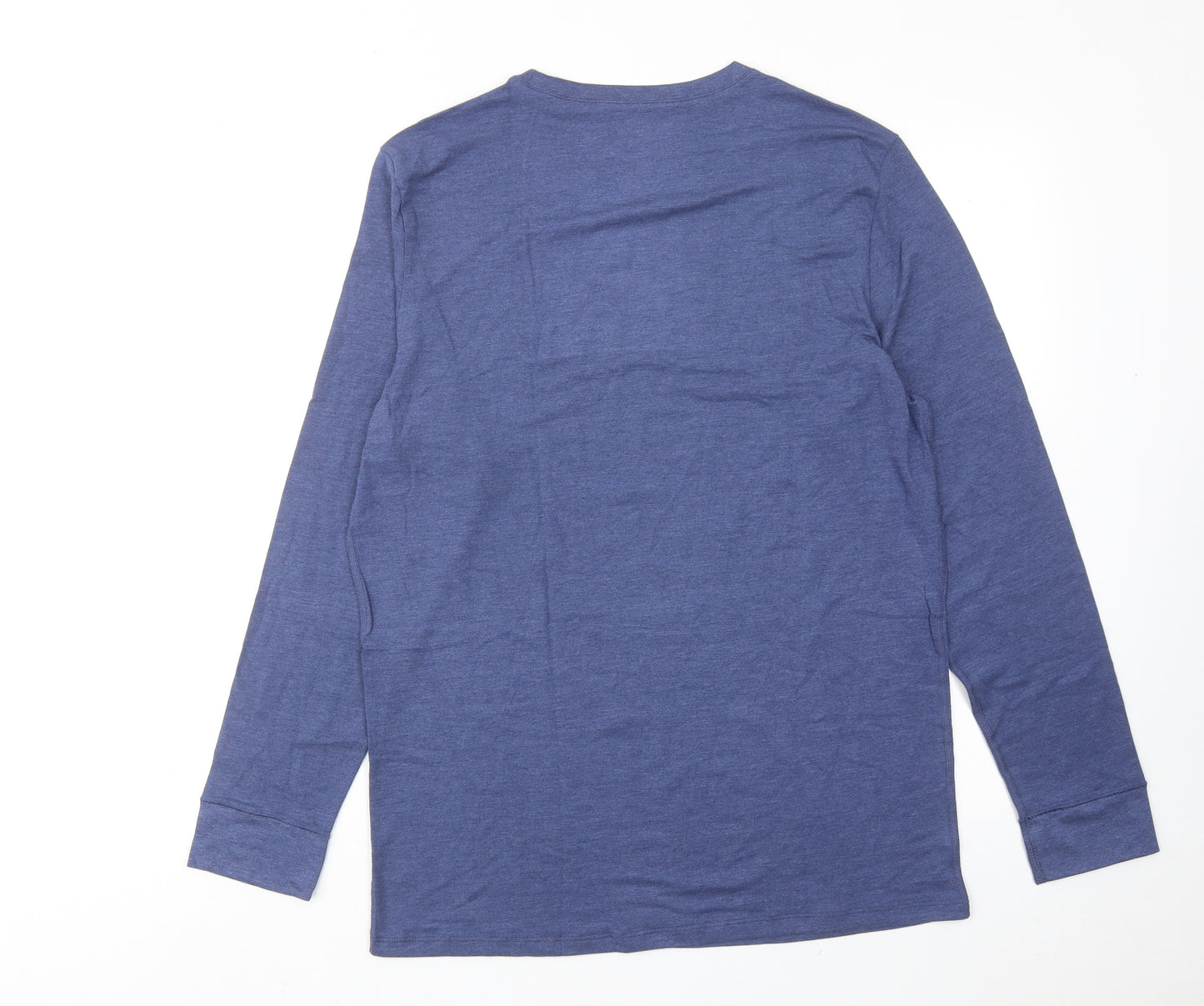 Marks and Spencer Mens Blue Viscose T-Shirt Size L Round Neck