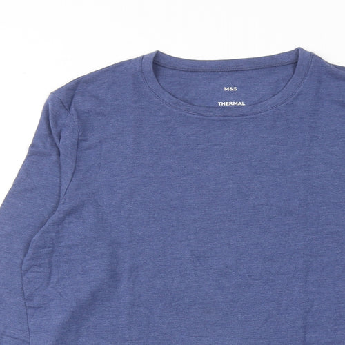 Marks and Spencer Mens Blue Viscose T-Shirt Size L Round Neck