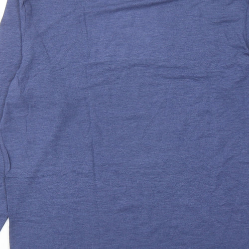 Marks and Spencer Mens Blue Viscose T-Shirt Size L Round Neck