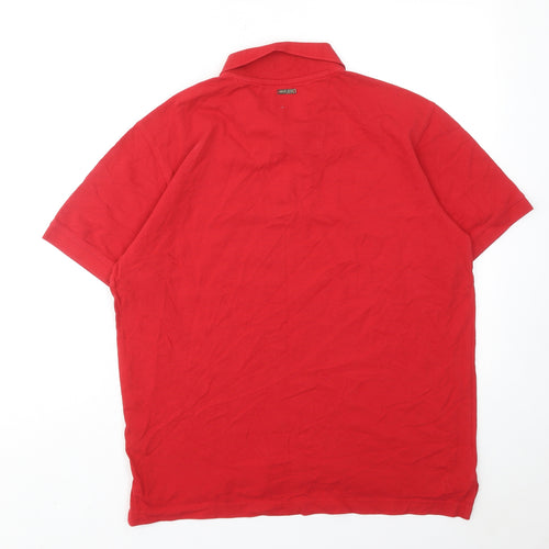 Under Blue Mens Red Cotton Polo Size L Collared Button