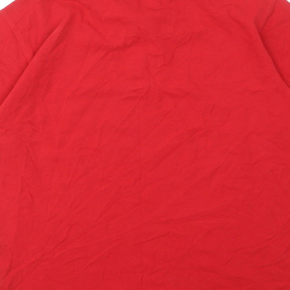 Under Blue Mens Red Cotton Polo Size L Collared Button