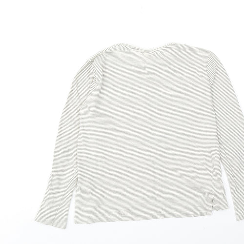 Zara Girls White Striped Cotton Basic T-Shirt Size 11-12 Years Crew Neck Pullover