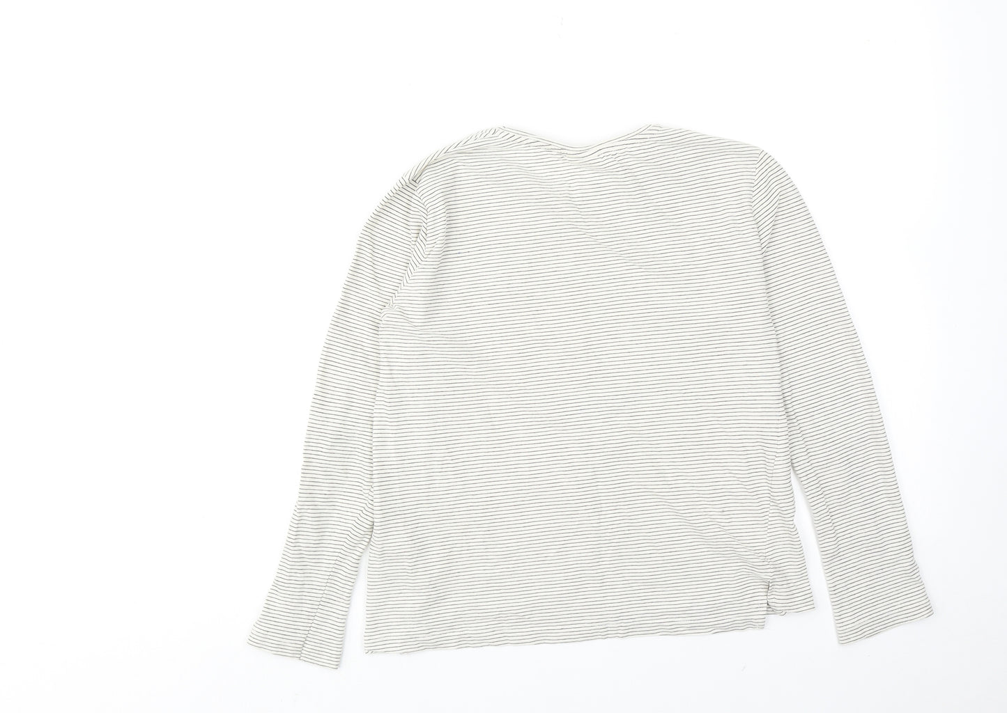 Zara Girls White Striped Cotton Basic T-Shirt Size 11-12 Years Crew Neck Pullover