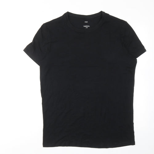 Marks and Spencer Mens Black Viscose T-Shirt Size L Round Neck