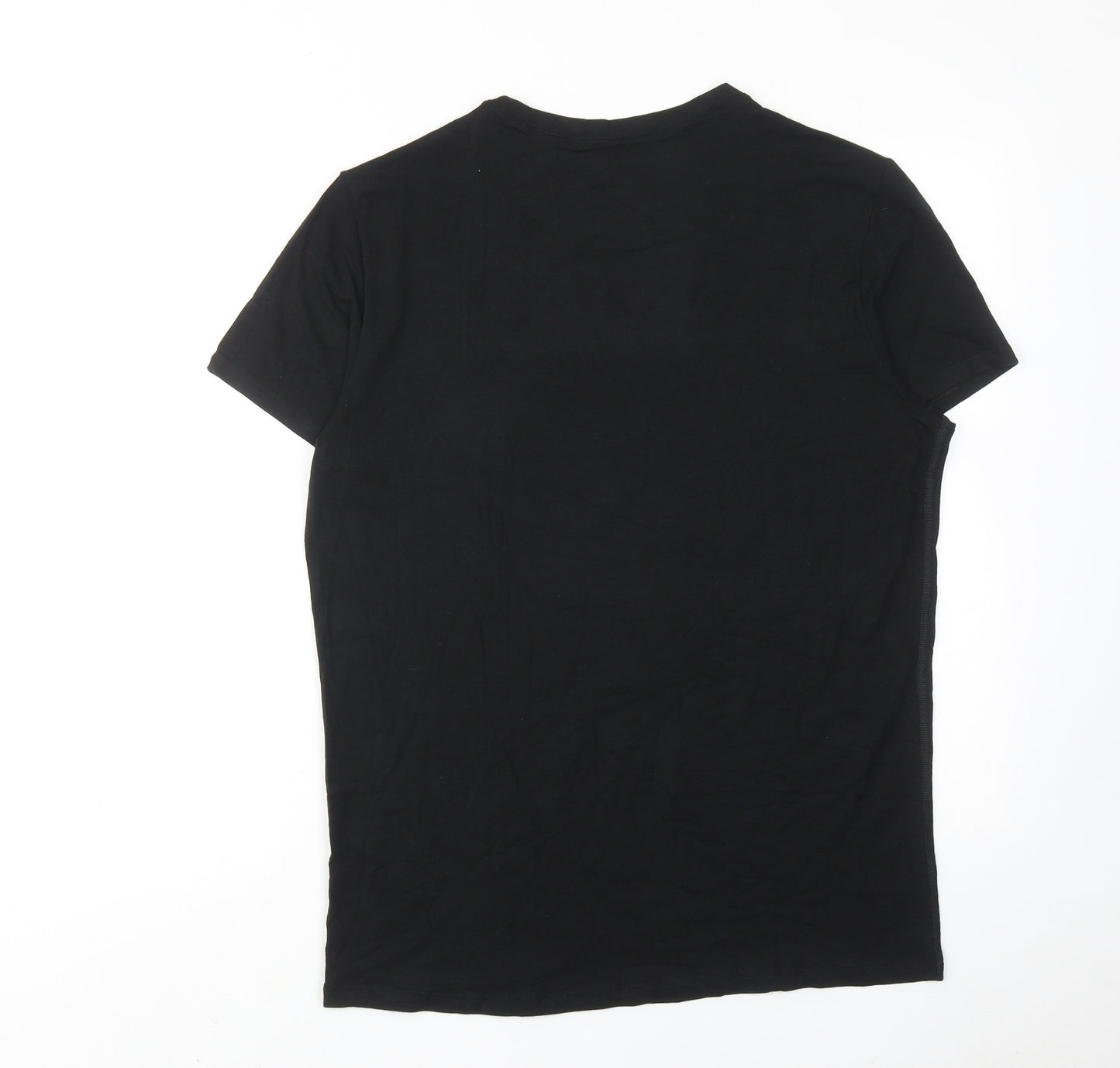 Marks and Spencer Mens Black Viscose T-Shirt Size L Round Neck