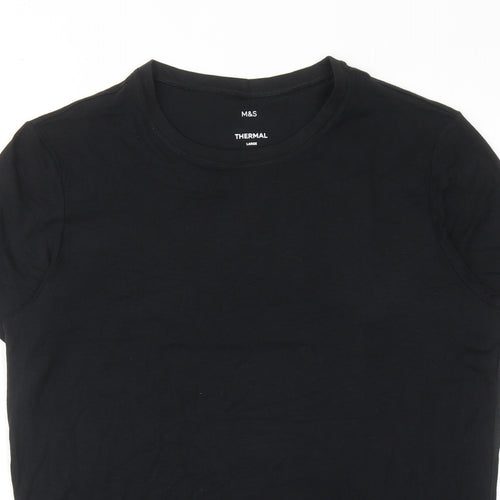 Marks and Spencer Mens Black Viscose T-Shirt Size L Round Neck