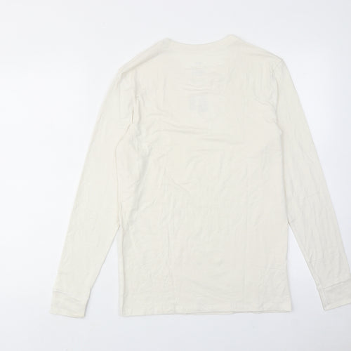 Marks and Spencer Mens Ivory Acrylic T-Shirt Size L Round Neck
