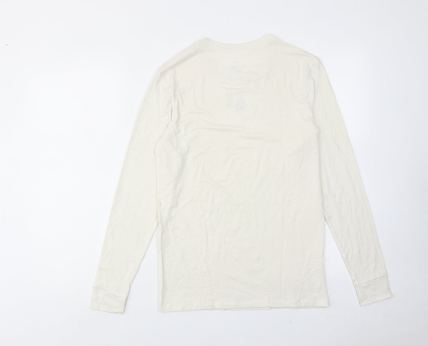 Marks and Spencer Mens Ivory Acrylic T-Shirt Size L Round Neck