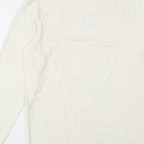 Marks and Spencer Mens Ivory Acrylic T-Shirt Size L Round Neck
