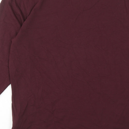 Marks and Spencer Womens Red Cotton Basic T-Shirt Size 14 Boat Neck