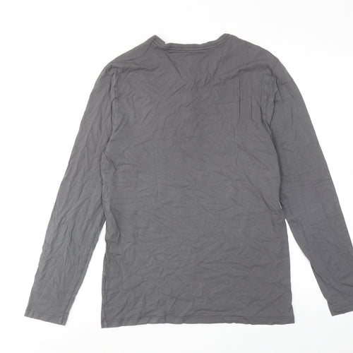 Lands' End Mens Grey Cotton T-Shirt Size S Round Neck
