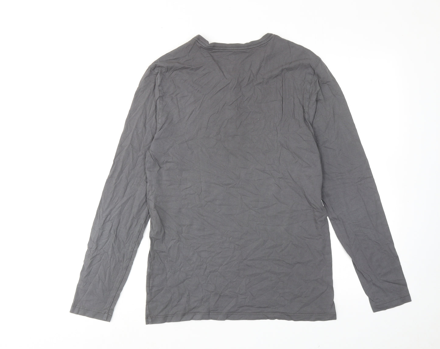 Lands' End Mens Grey Cotton T-Shirt Size S Round Neck