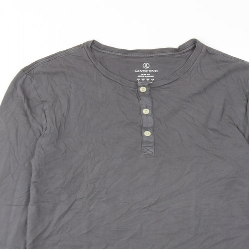 Lands' End Mens Grey Cotton T-Shirt Size S Round Neck