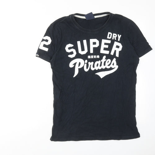 Superdry Mens Blue Cotton T-Shirt Size M Round Neck