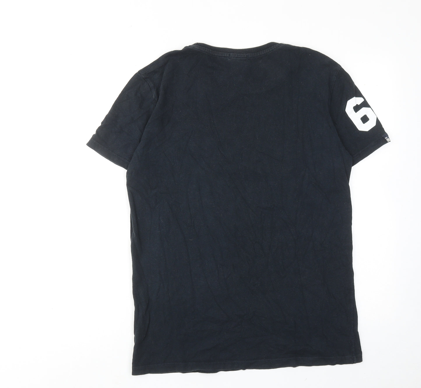 Superdry Mens Blue Cotton T-Shirt Size M Round Neck