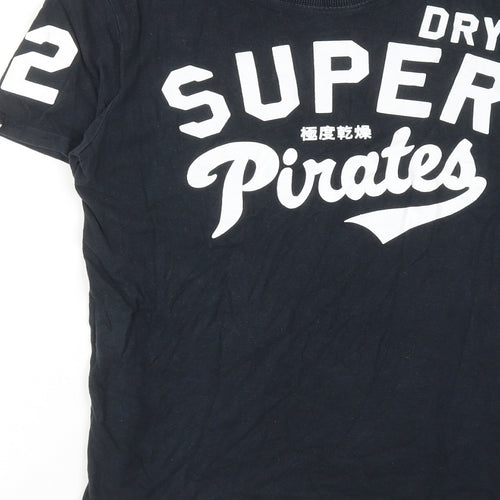 Superdry Mens Blue Cotton T-Shirt Size M Round Neck