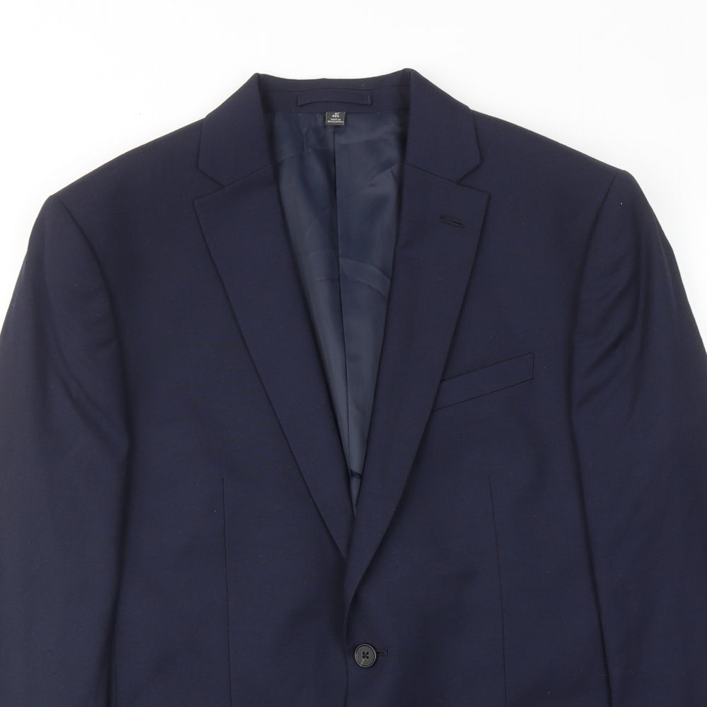 Marks and Spencer Mens Blue Polyester Jacket Suit Jacket Size 42 Regular