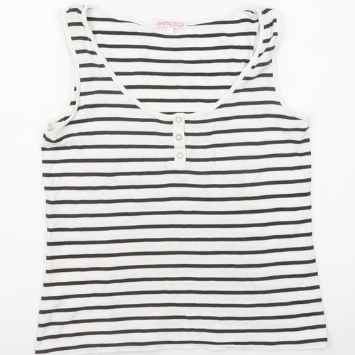 Long Tall Sally Womens Black Striped Cotton Basic Tank Size S Round Neck