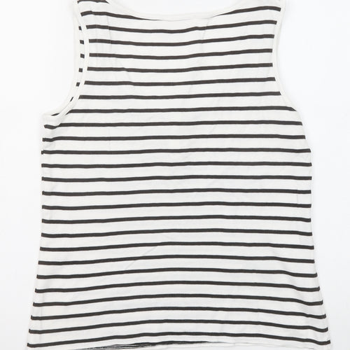 Long Tall Sally Womens Black Striped Cotton Basic Tank Size S Round Neck