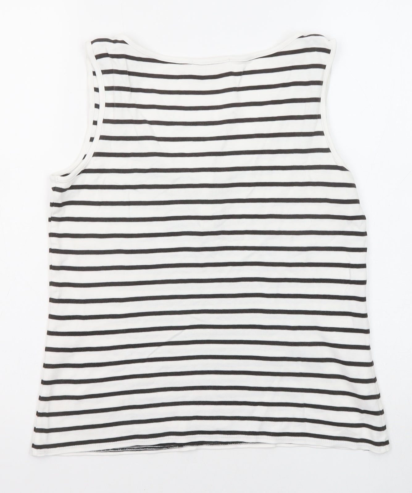 Long Tall Sally Womens Black Striped Cotton Basic Tank Size S Round Neck