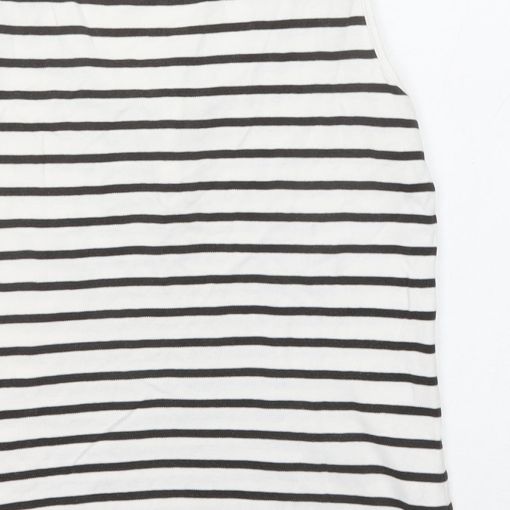 Long Tall Sally Womens Black Striped Cotton Basic Tank Size S Round Neck