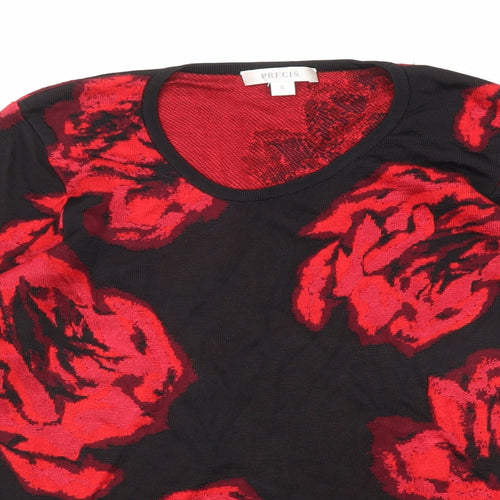 Precis Womens Black Round Neck Floral Viscose Pullover Jumper Size S