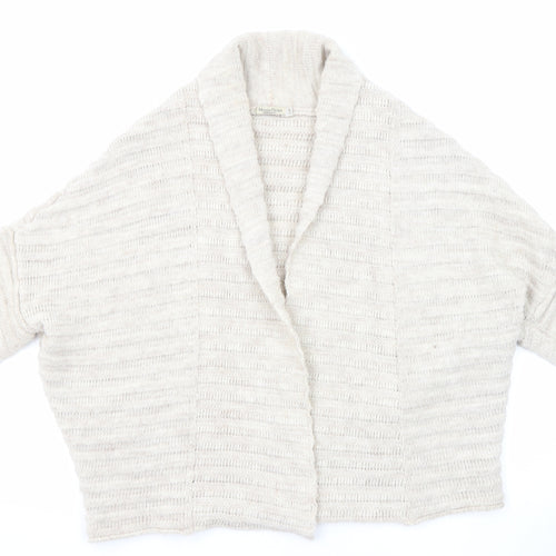 Alessia Pacini Womens Beige V-Neck Acrylic Cardigan Jumper Size S - Size S-M