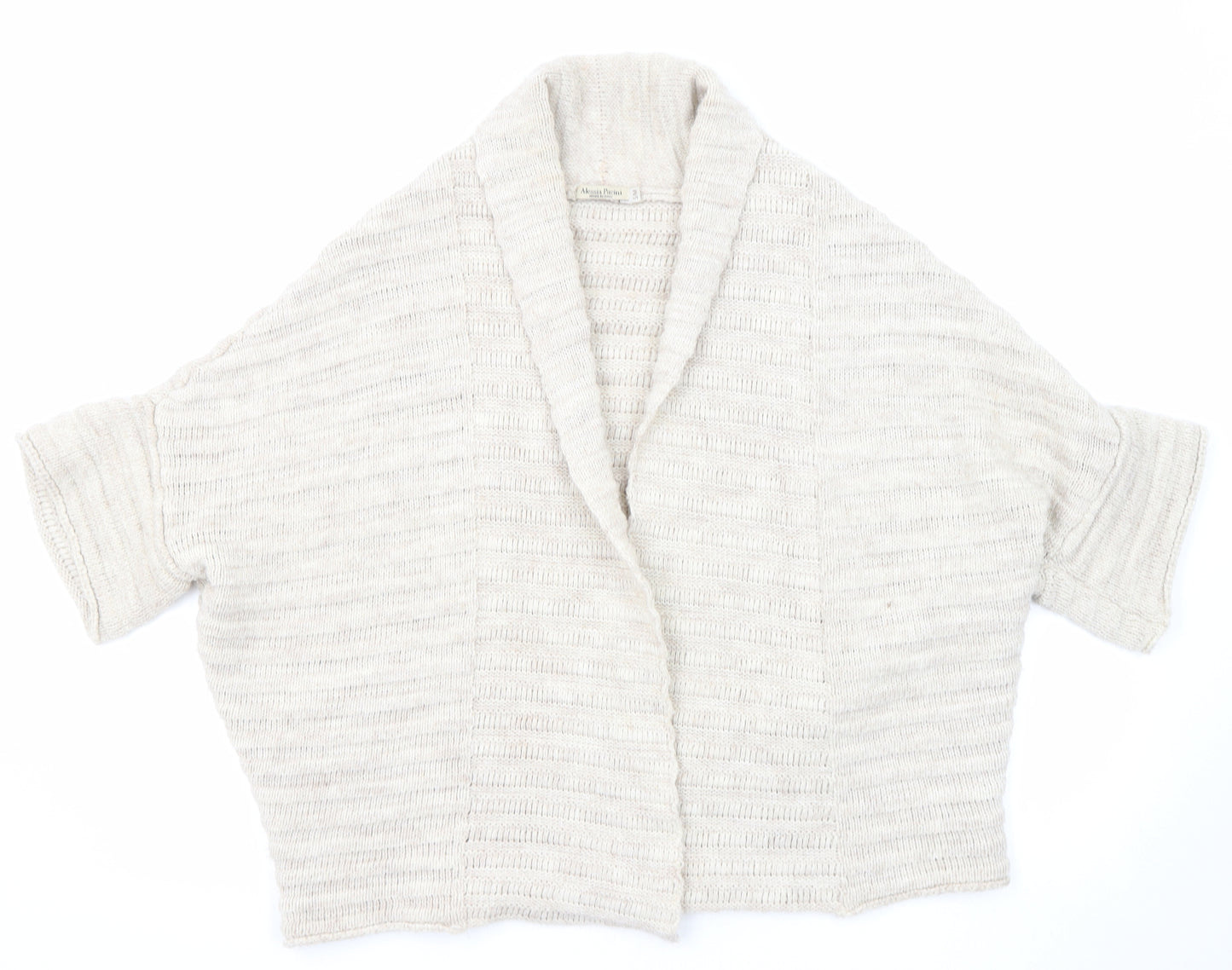 Alessia Pacini Womens Beige V-Neck Acrylic Cardigan Jumper Size S - Size S-M