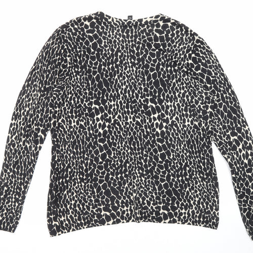 Dorothy Perkins Womens Black Round Neck Animal Print Viscose Pullover Jumper Size 18 - Cheetah pattern