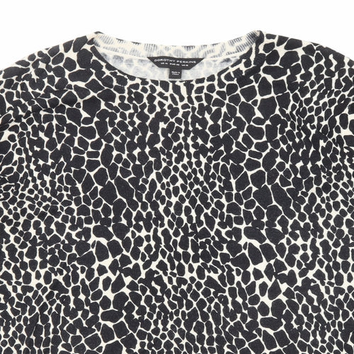 Dorothy Perkins Womens Black Round Neck Animal Print Viscose Pullover Jumper Size 18 - Cheetah pattern
