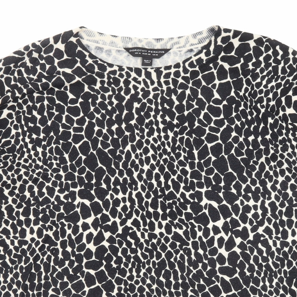 Dorothy Perkins Womens Black Round Neck Animal Print Viscose Pullover Jumper Size 18 - Cheetah pattern