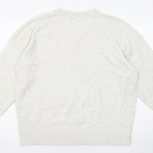 Marks and Spencer Womens Grey V-Neck Polyester Pullover Jumper Size L
