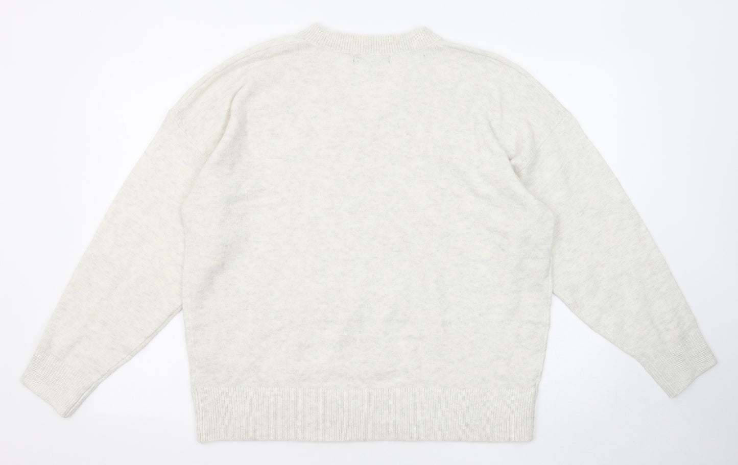 Marks and Spencer Womens Grey V-Neck Polyester Pullover Jumper Size L