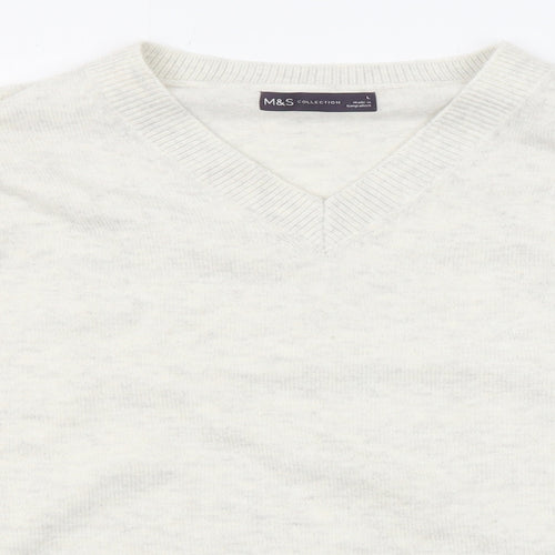 Marks and Spencer Womens Grey V-Neck Polyester Pullover Jumper Size L