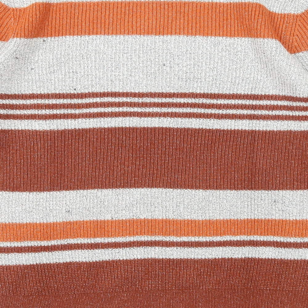 Marks and Spencer Mens Multicoloured Round Neck Striped Polyamide Pullover Jumper Size L Long Sleeve