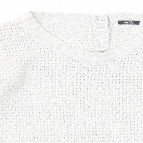 M&Co Womens Grey Round Neck Acrylic Pullover Jumper Size L