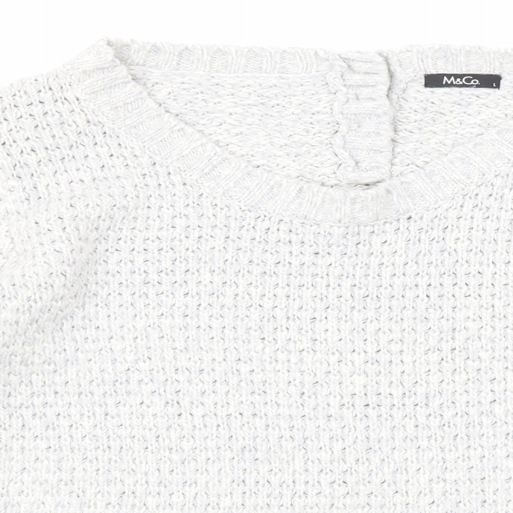 M&Co Womens Grey Round Neck Acrylic Pullover Jumper Size L