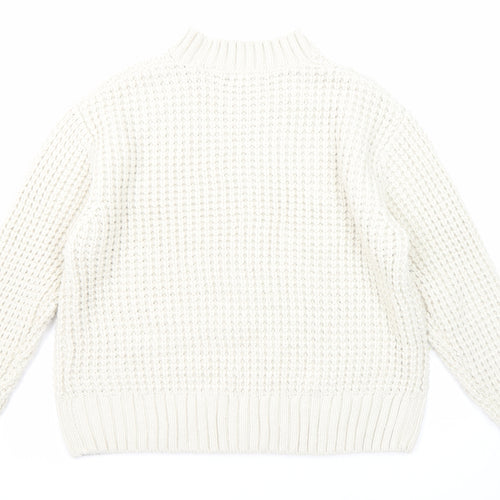 Marks and Spencer Womens Ivory Mock Neck Acrylic Pullover Jumper Size M