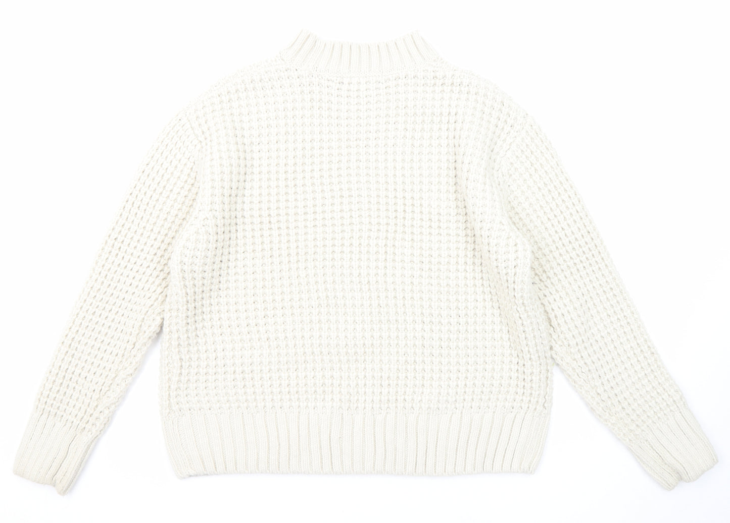 Marks and Spencer Womens Ivory Mock Neck Acrylic Pullover Jumper Size M