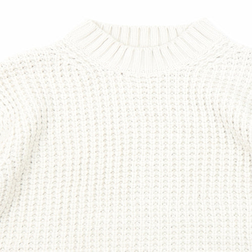 Marks and Spencer Womens Ivory Mock Neck Acrylic Pullover Jumper Size M