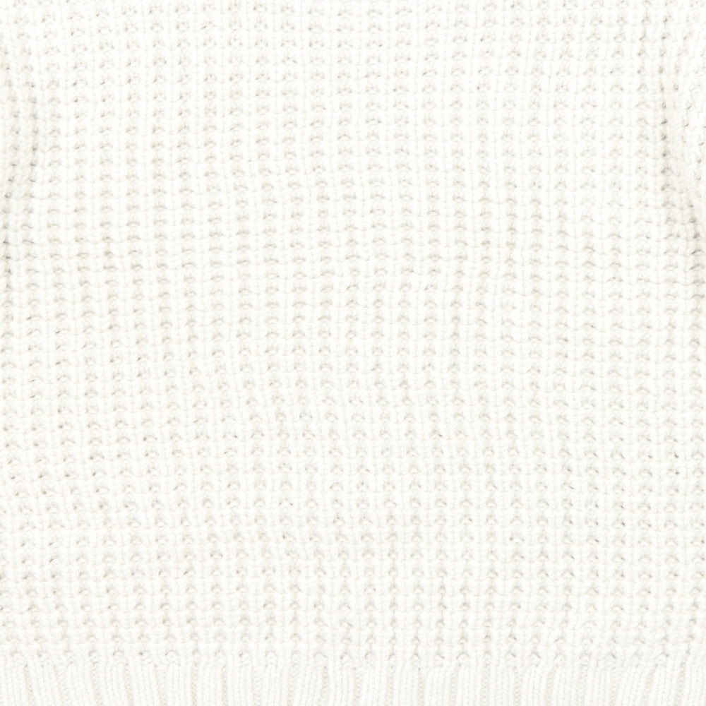 Marks and Spencer Womens Ivory Mock Neck Acrylic Pullover Jumper Size M