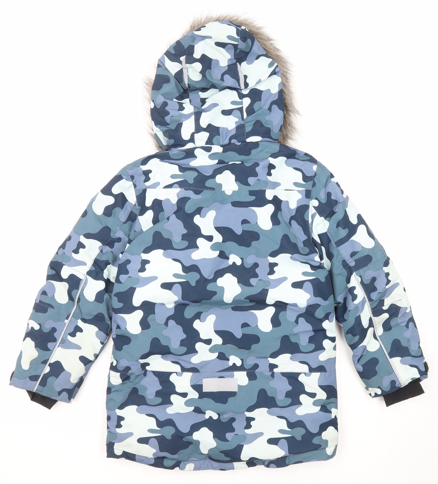 John Lewis Boys Blue Camouflage Puffer Jacket Coat Size 9 Years Zip