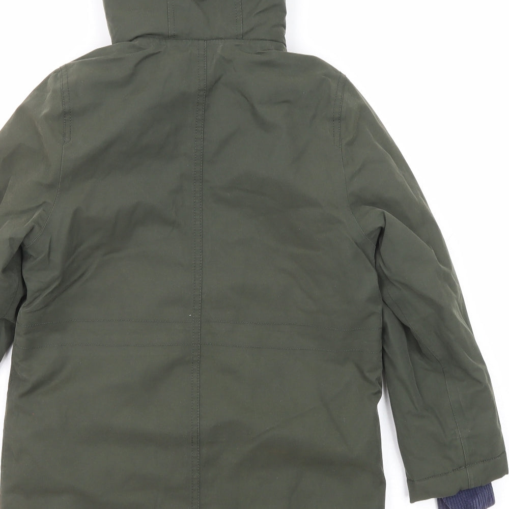 Joules Boys Green Parka Coat Size 6 Years Zip