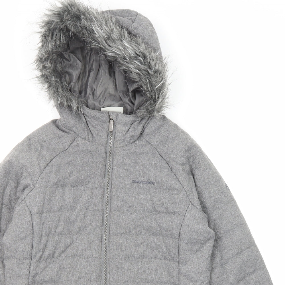 Craghoppers Womens Grey Quilted Jacket Size 10 Zip