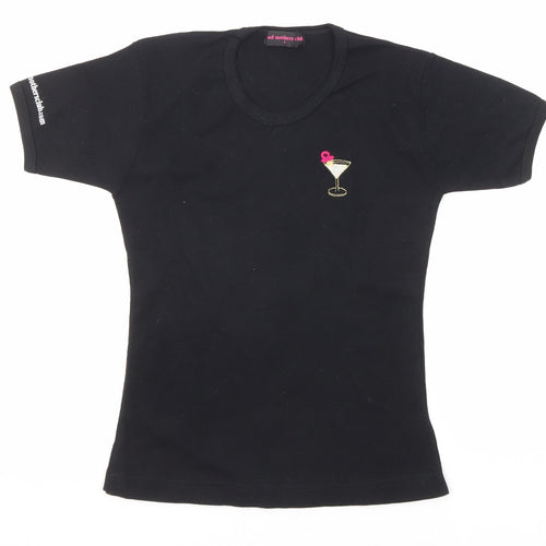 Bad Mothers Club Womens Black Cotton Basic T-Shirt Size S Round Neck