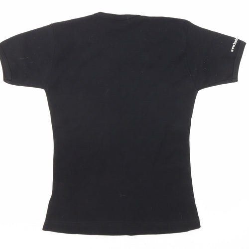 Bad Mothers Club Womens Black Cotton Basic T-Shirt Size S Round Neck